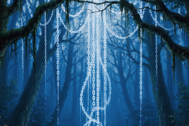 セラフィーナの『捕縛』。白く光る鎖が伸びる。