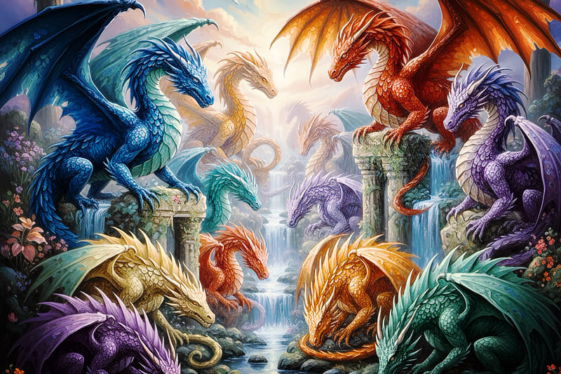 色とりどりの竜