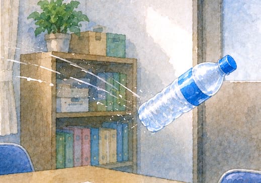 生徒会室で投げられたペットボトル